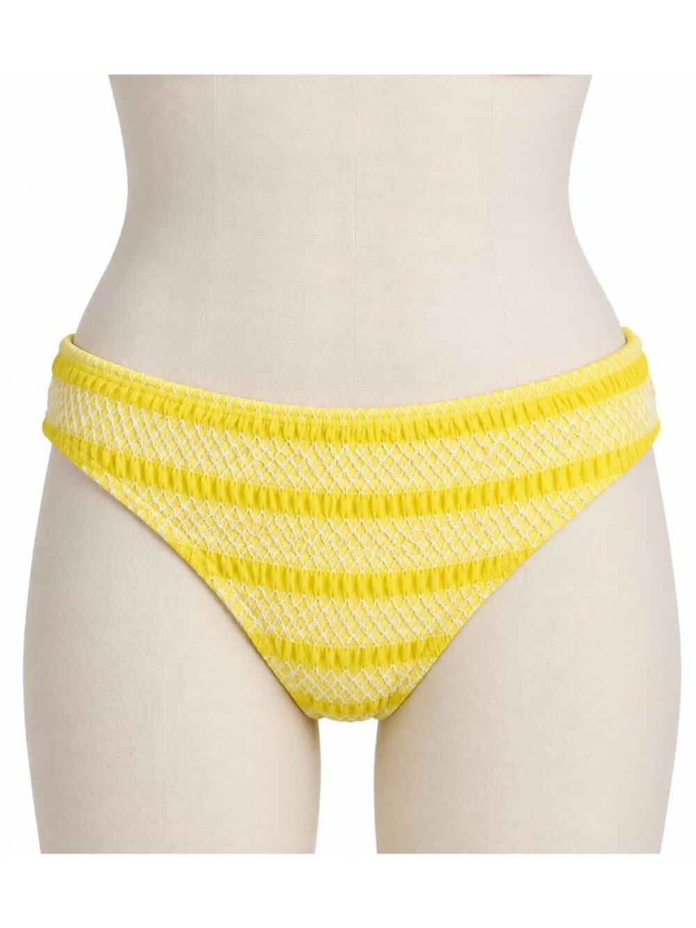 Women's Yellow Textured Mid Rise Bikini Bottoms Size L (12-14) NWT Free Assembly